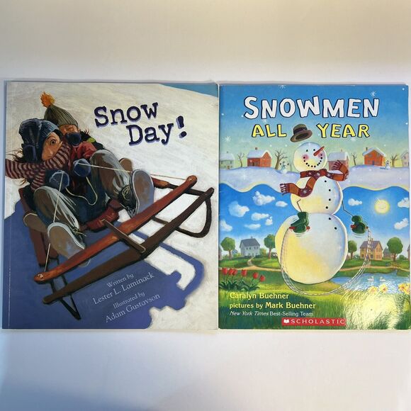 Set of 2 Childrens Winter Storybooks Snow Day and Snowmen All Year Paperback - Picture 1 of 9